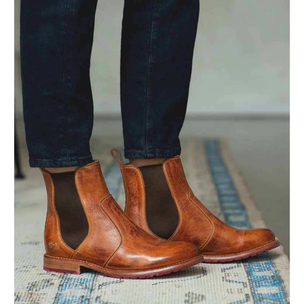 Bed Stu Brown Ankle Boots with Elastic Panels